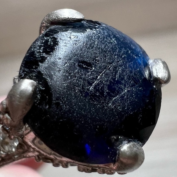 Vintage Designer Paul Kraus Sterling Silver Blue Stone Ring, Size 6.75, 4.9g - Picture 7 of 10
